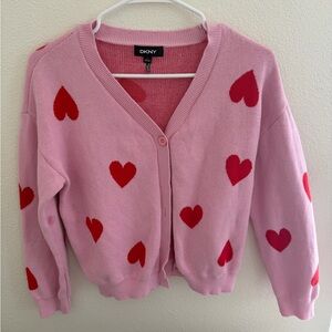 DKNY Pink Knit Sweater with Red Accent